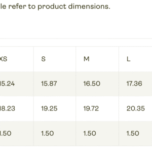 Bella+Canvas Size Guide Imperial